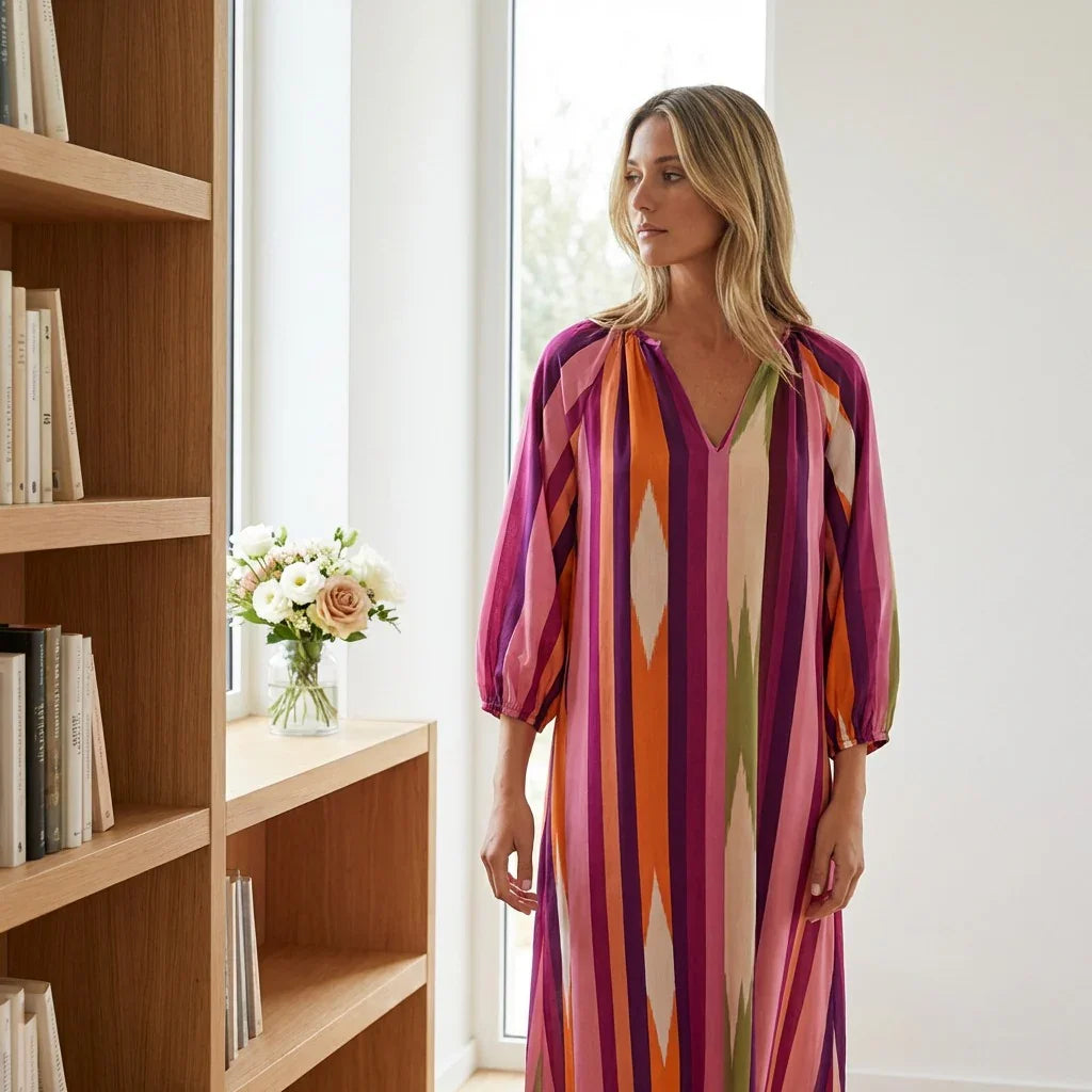 Kamelie™ Viskose-Maxikleid mit tiefem V-Ausschnitt