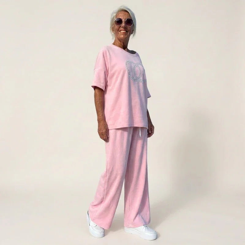 Urban Eleganz™ Zweiteileraus Comfort-Maschenware mit eleganten Kristalldetails