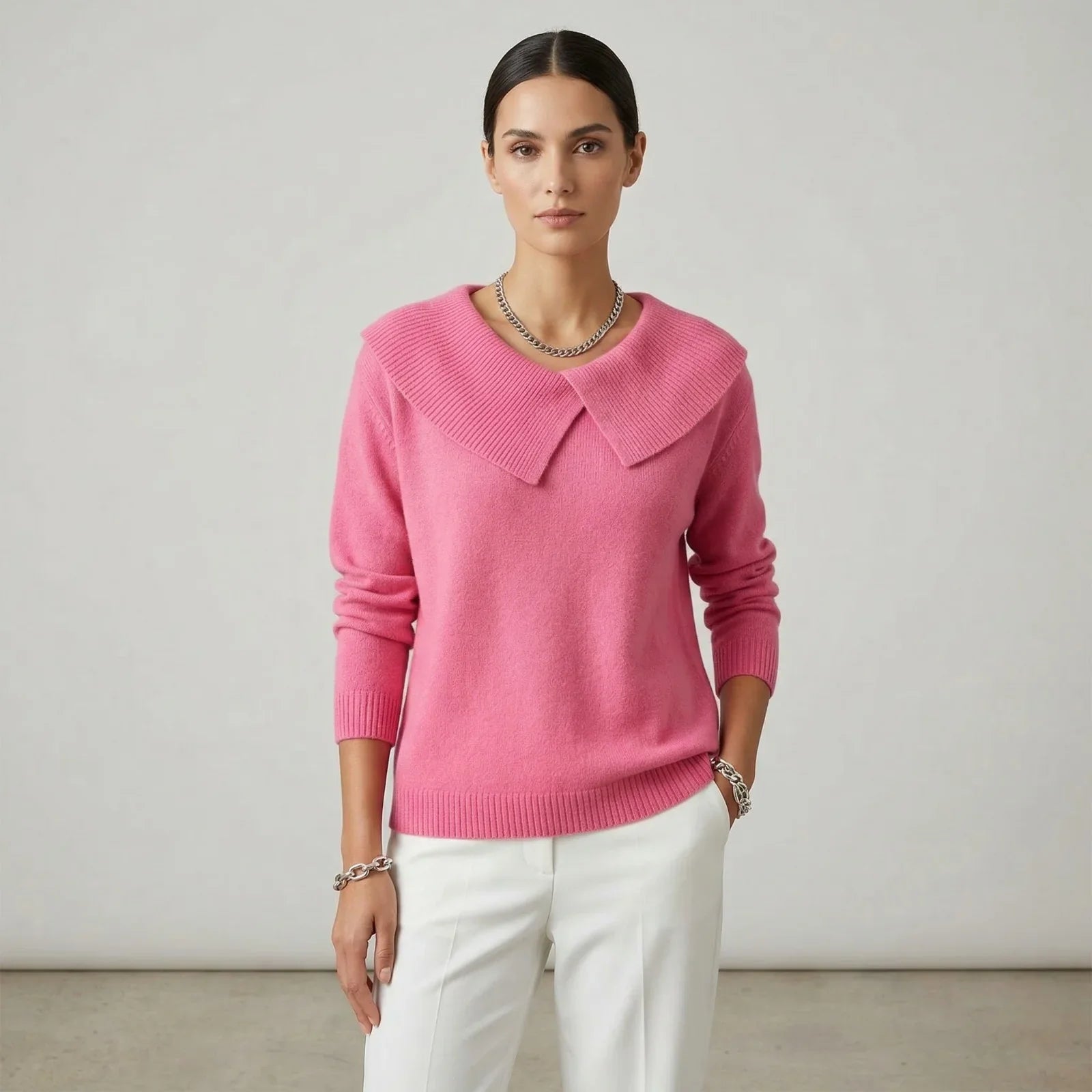 Noelle™ Pullover aus strukturiertem Strick mit stilisiertem Kragen