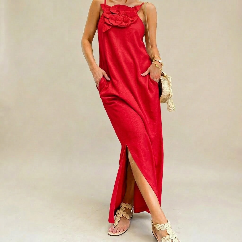 Carmela™ Elegantes Kleid mit Handgefertigter Blume