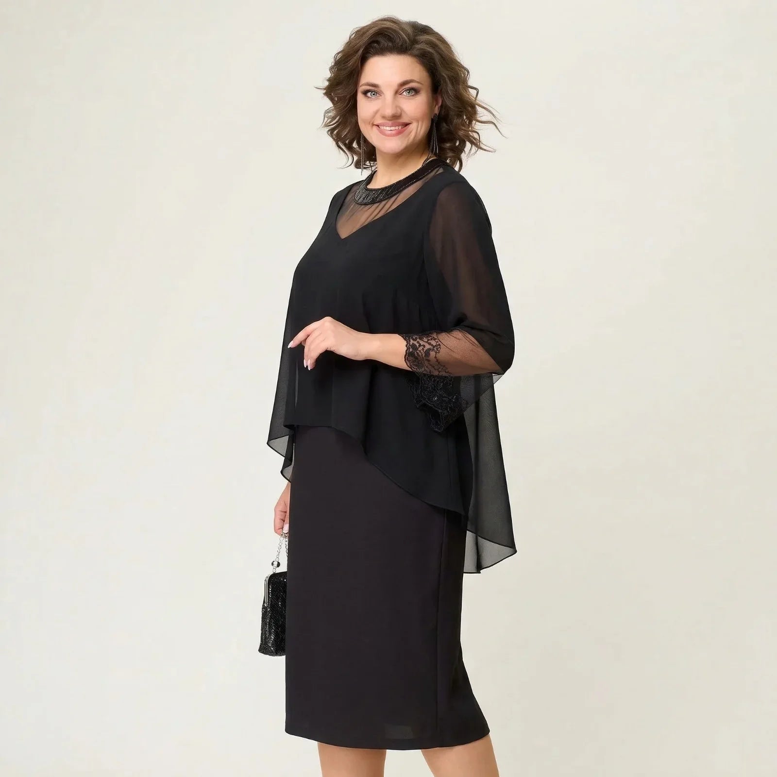 Elise™ Kleid mit Überwurf und transparenten Ärmeln
