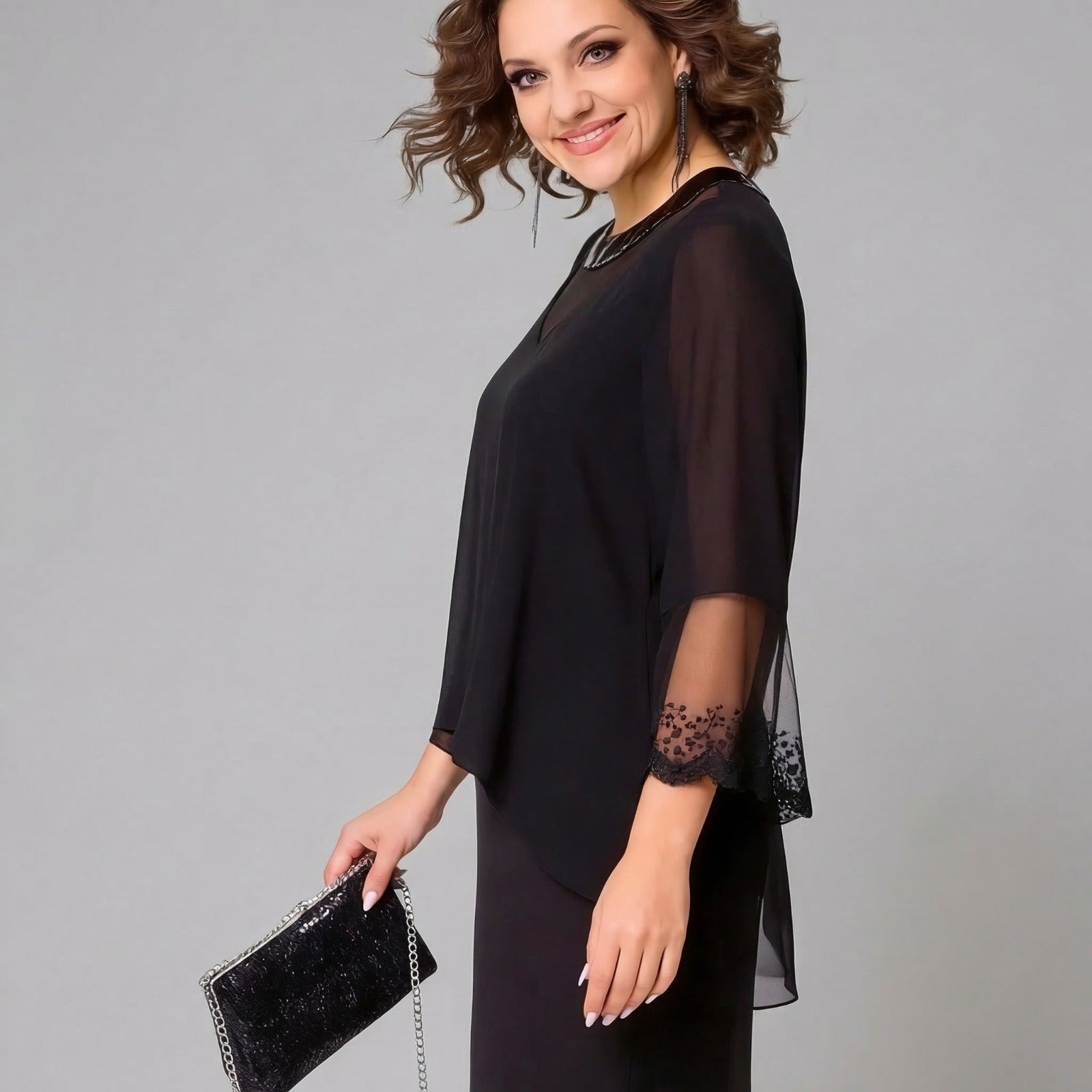 Elise™ Kleid mit Überwurf und transparenten Ärmeln
