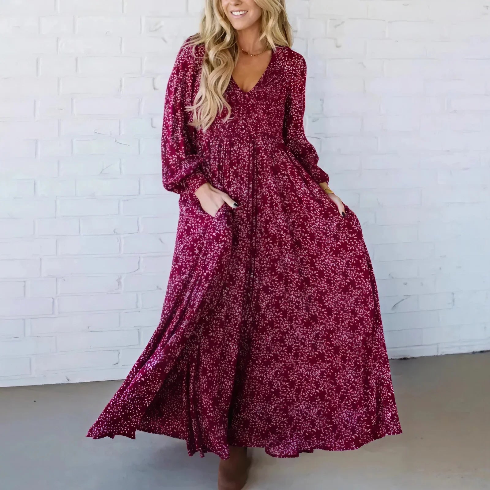 Avelline™-Kleid mit Raffiniertem Muster und Fließender Passform