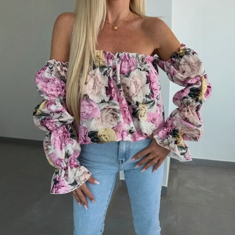 Florenze™ Bluse mit schulterfreiem Design und eleganter Blumenoptik