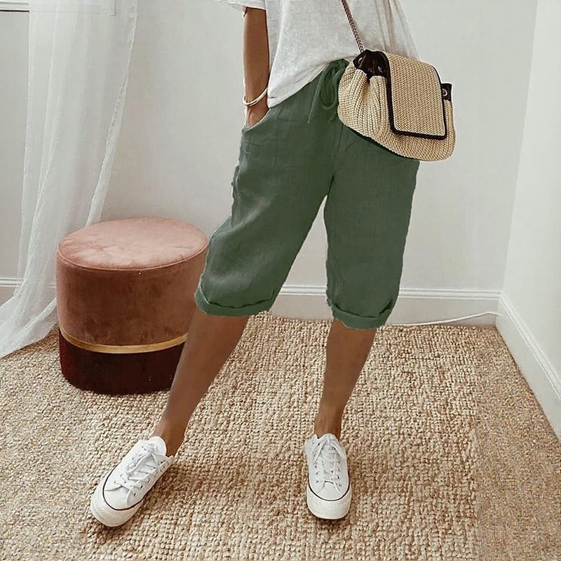 Levana™ Baumwoll-Leinen Shorts mit Verstellbarem Bund