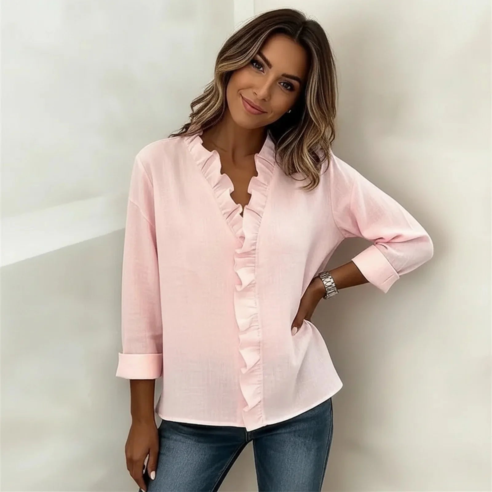 Sorelle™ Bluse mit Vertikalem Rüschendetail und Zeitlosem Stil
