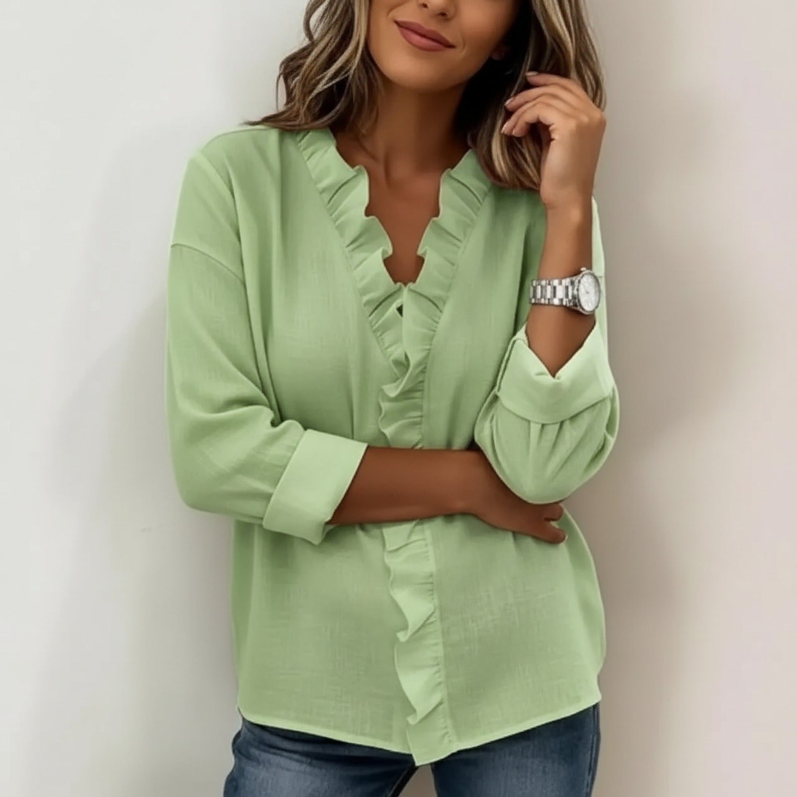Sorelle™ Bluse mit Vertikalem Rüschendetail und Zeitlosem Stil