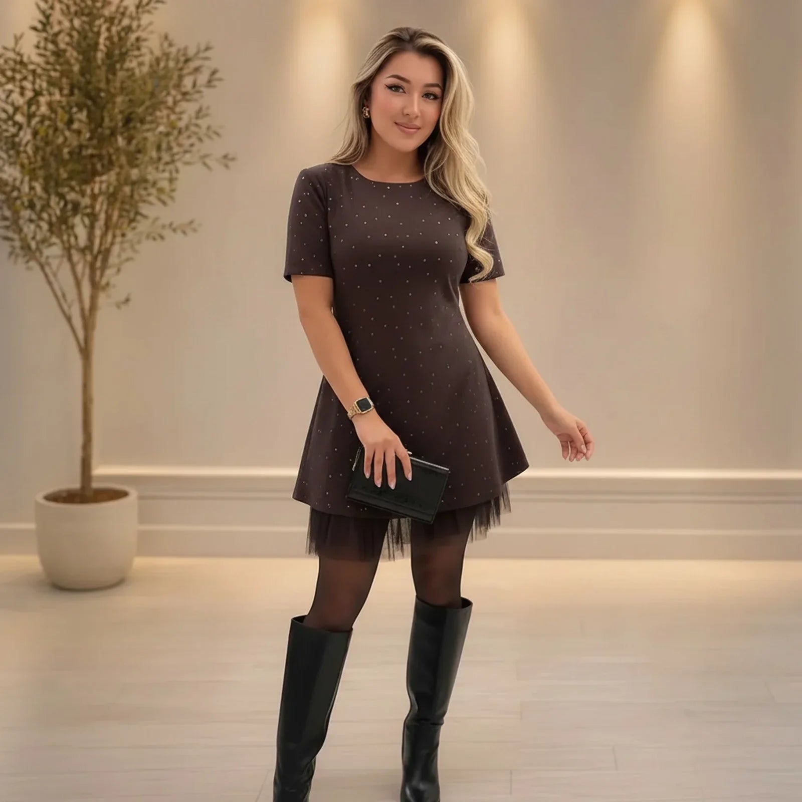 Delvane™ Kleid mit Dezentem Glanz und Premium-Finish