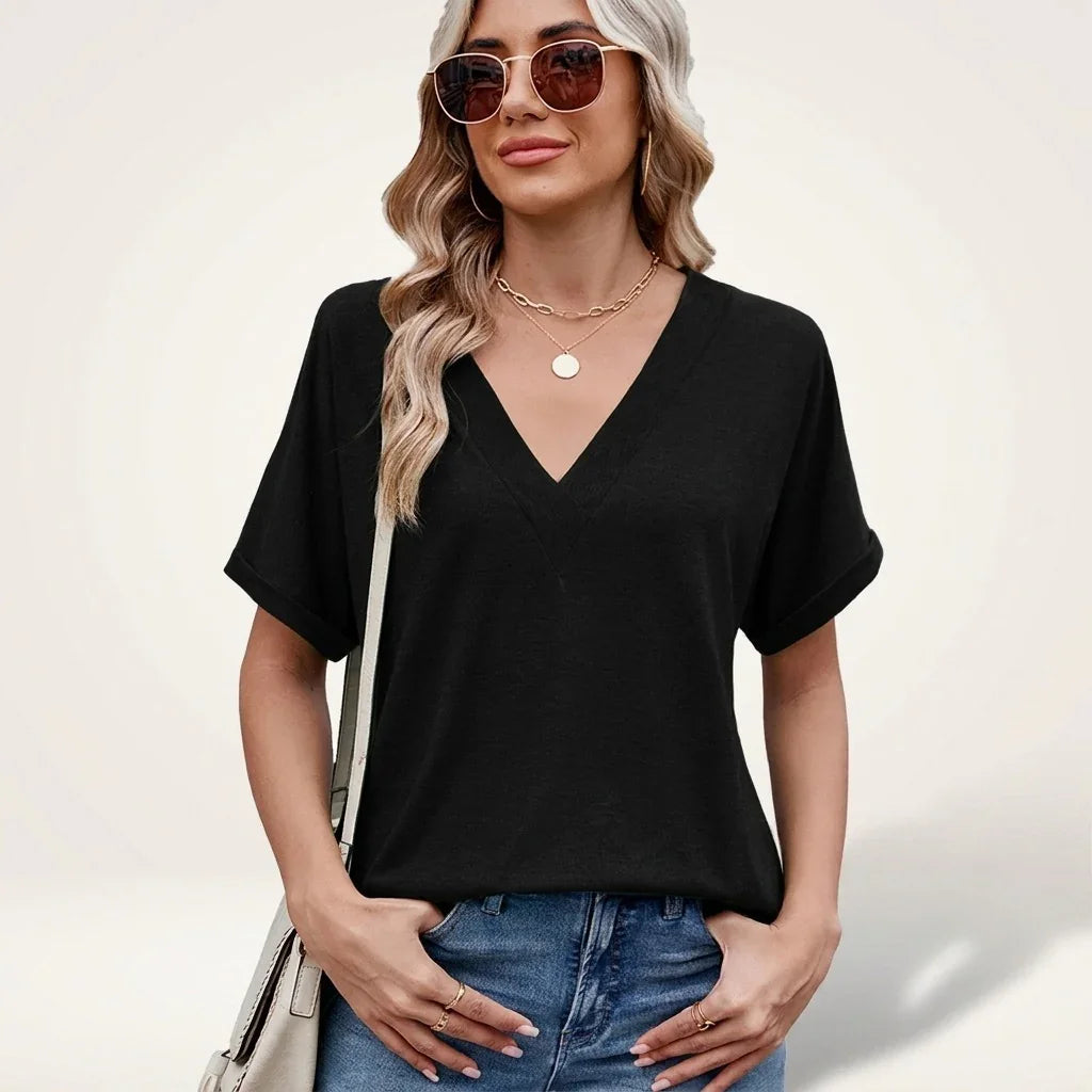 Elvara™ Bluse mit V-Ausschnitt und Zeitlosem Stil