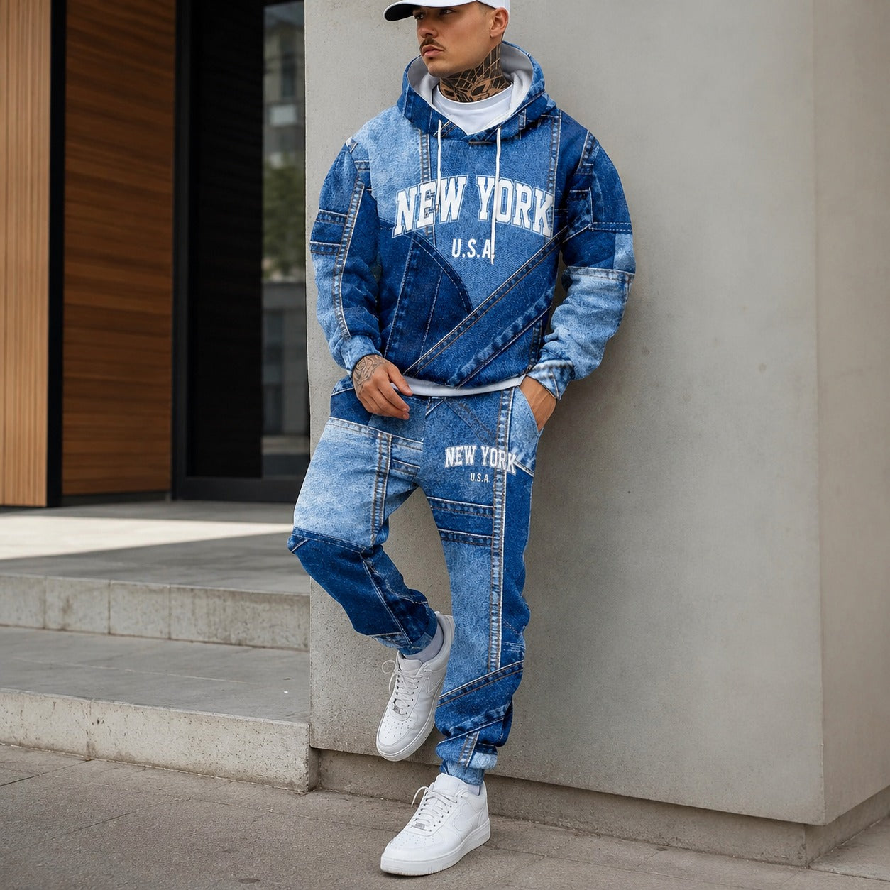 Avelon™ Freizeitanzug aus Sweatstoff mit Denim-Optik