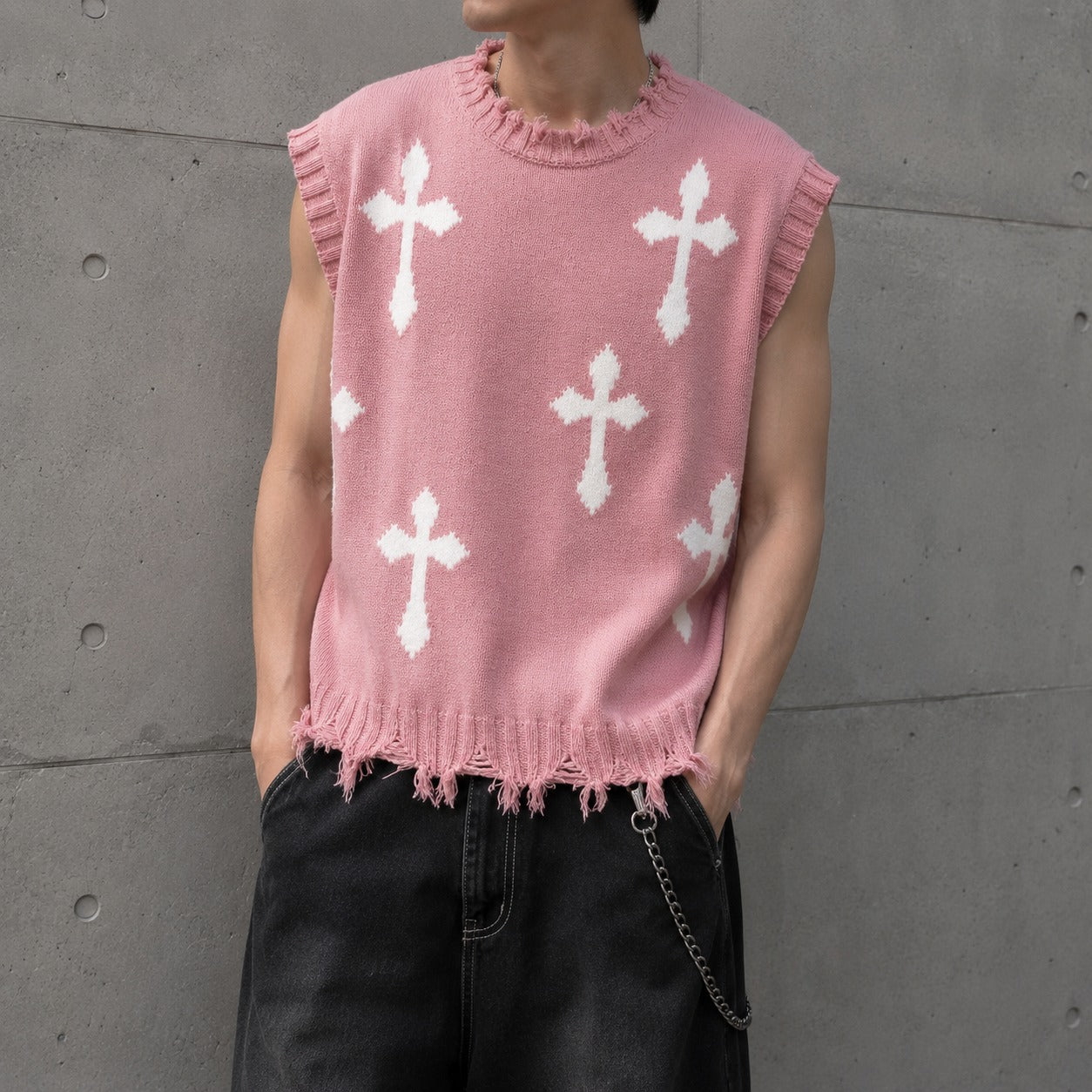 Montero™ Ärmelloser Pullover Aus Weichem Strick Mit Ausgefransten Details