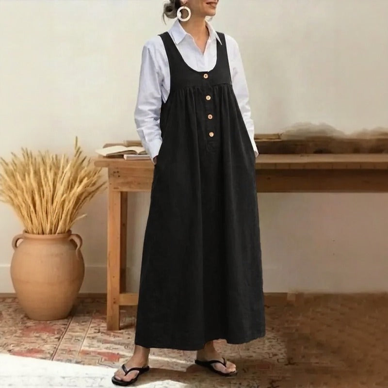 Meadow™ Kleid Im Latzkleid-Stil Mit Minimalistischen Knöpfen Vorne