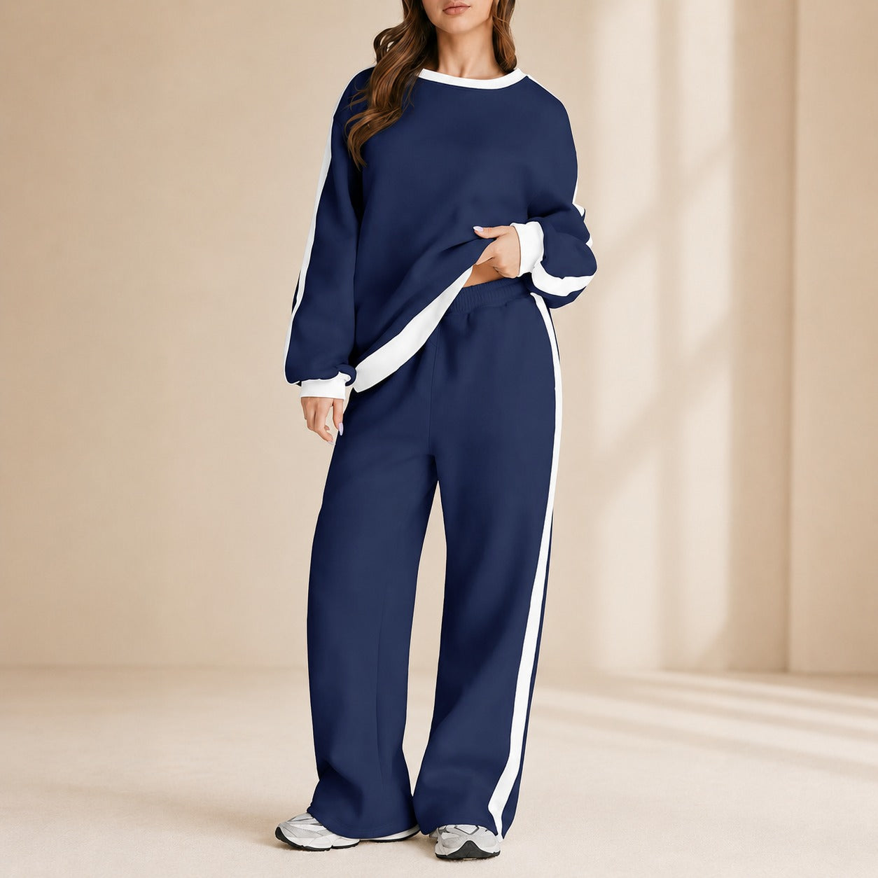 Celestelle™ Sweatshirt-Set Mit Seitlichen Streifen Und Weiter Hose