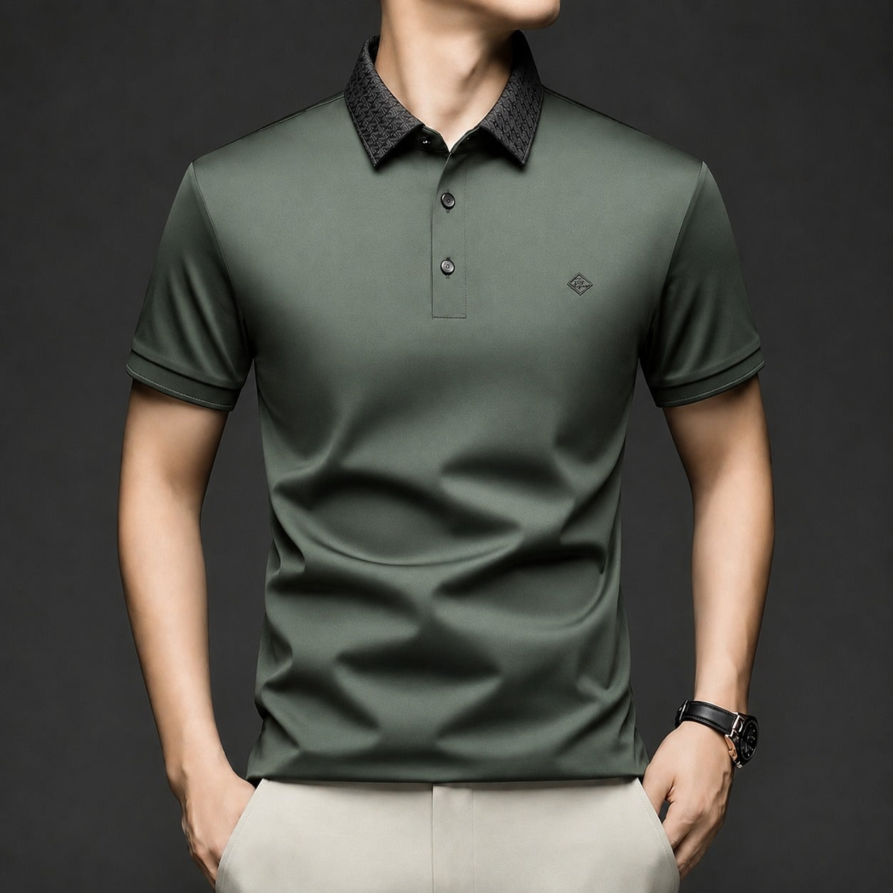Alviero™ Poloshirt mit Strukturkragen und Flexiblem Gewebe