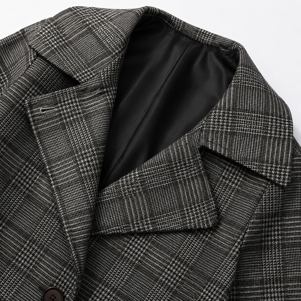 Jacke Nolene™ mit Asymmetrischer Knopfleiste, Hohem Stehkragen und Karomuster