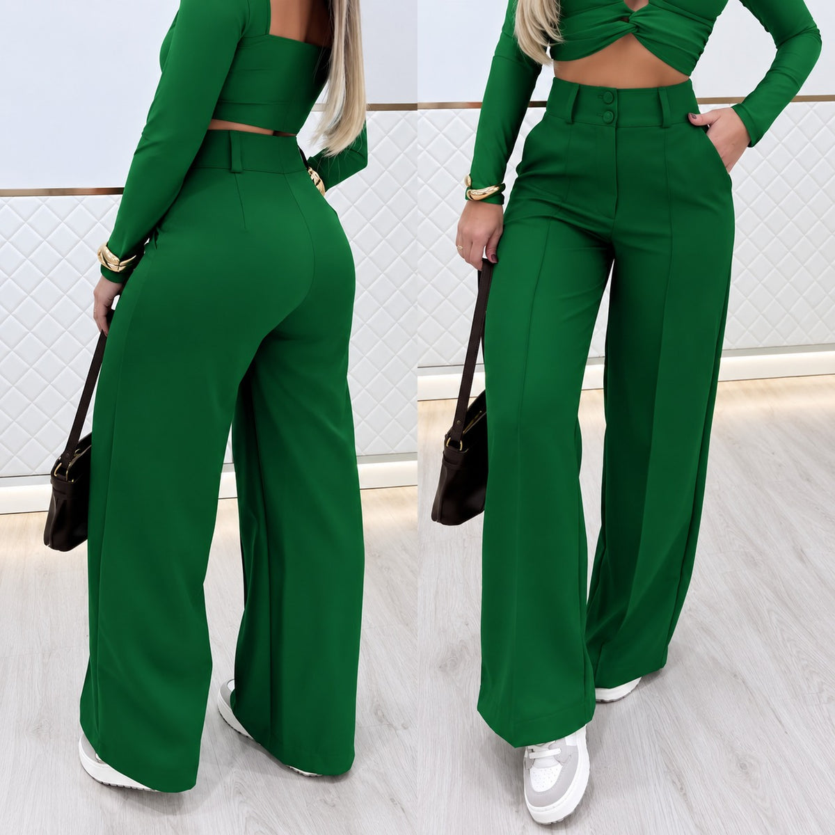 Marcelie™ Hose im Eleganten Tailoring-Stil mit Hoher Taille und Palazzo-Schnitt