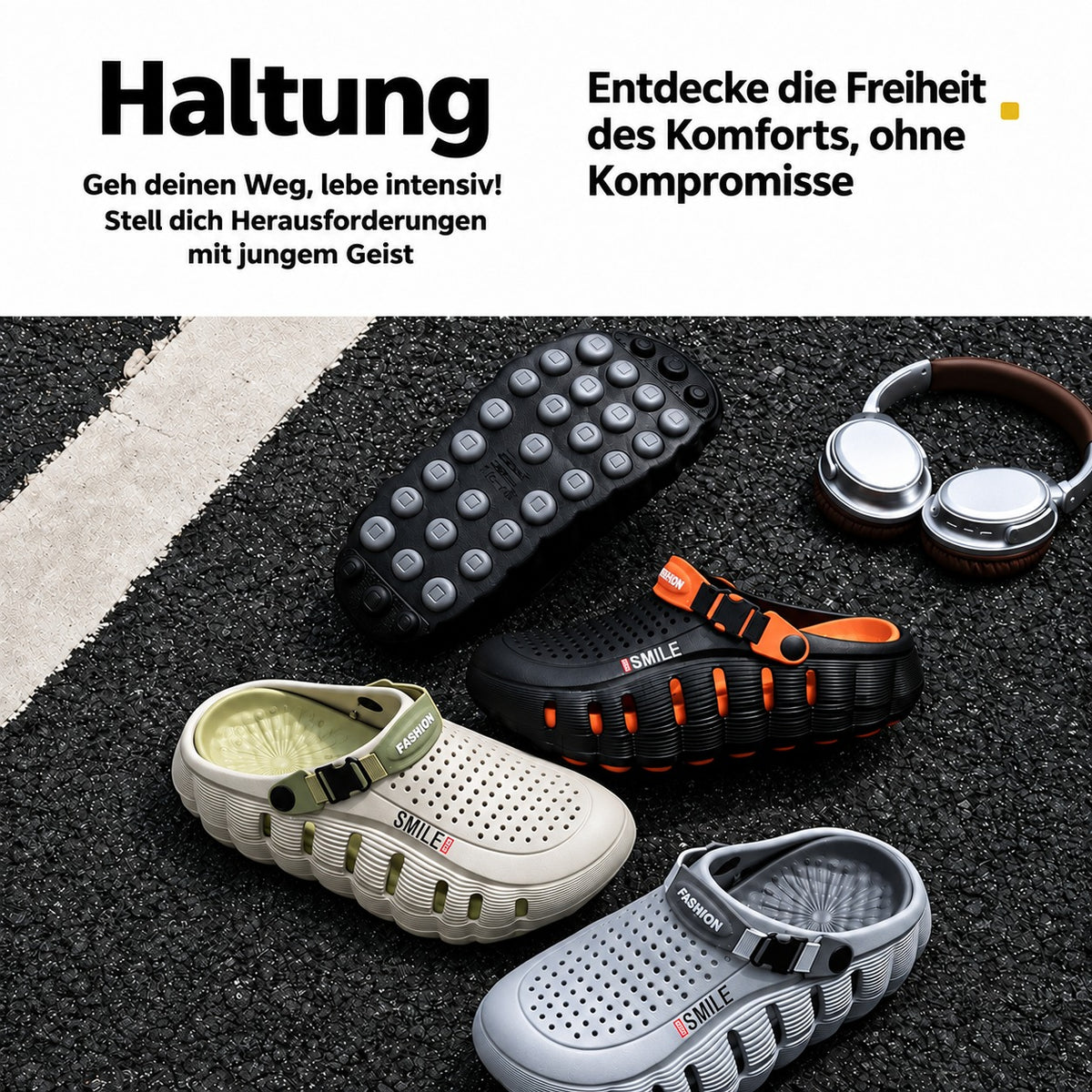 Clog Orven™ mit Massage-Fußbett und 5-cm-Plateausohle mit federnder Dämpfung