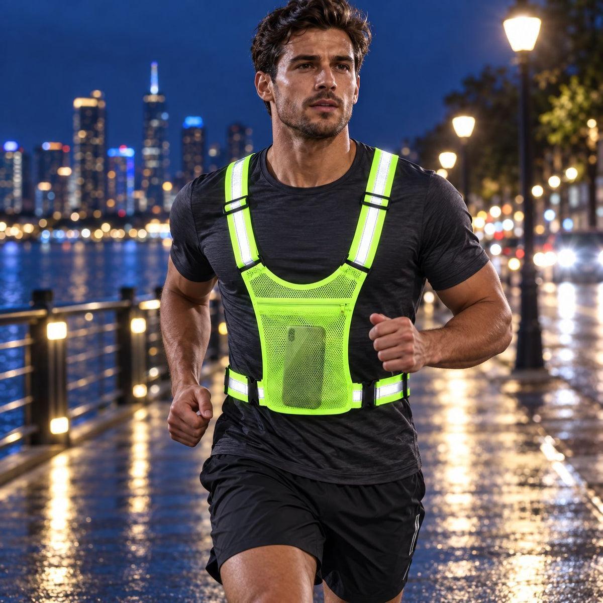 1 KAUFEN, 2 GRATIS DAZU - NightSafe™ Reflektierende Laufweste mit Handytasche
