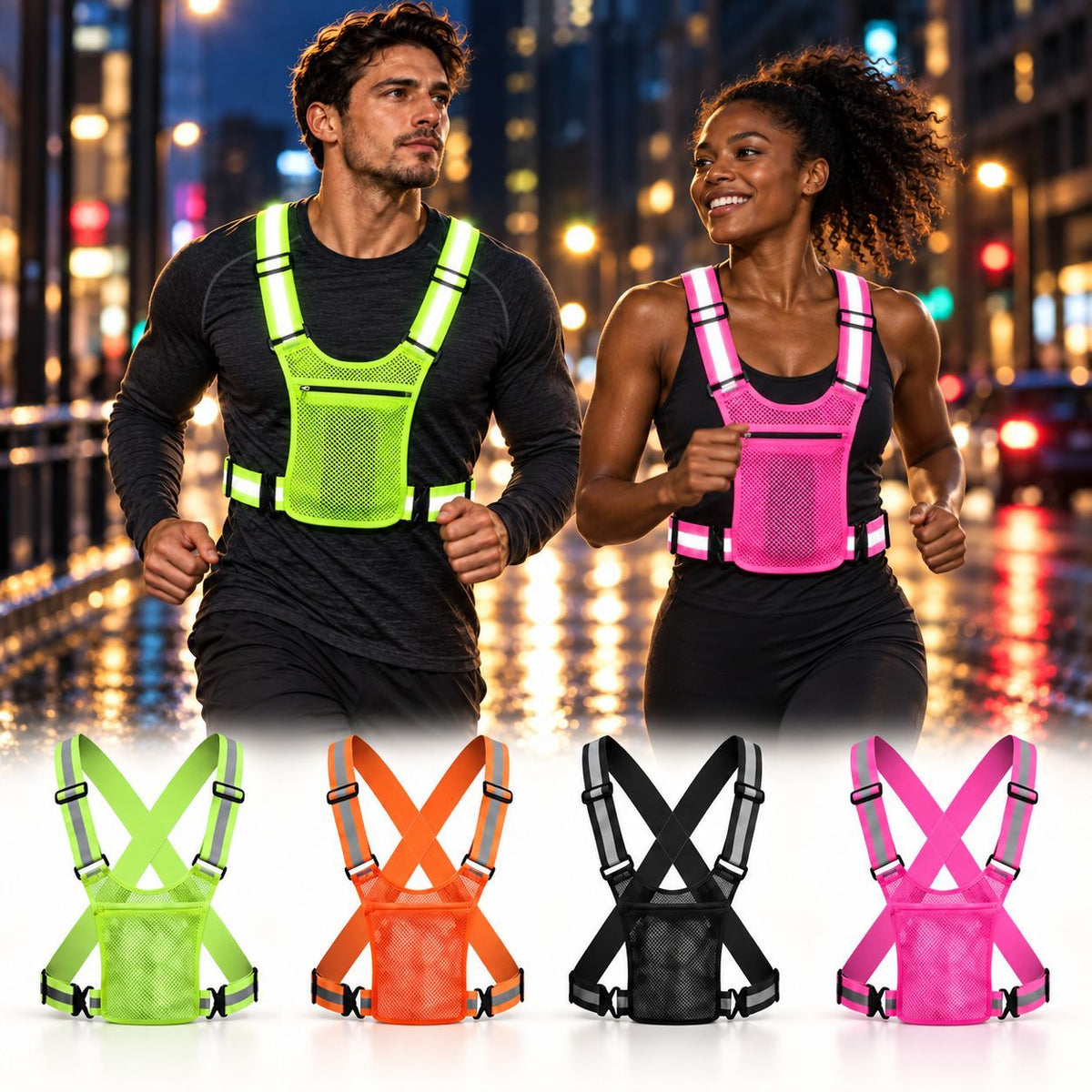 1 KAUFEN, 2 GRATIS DAZU - NightSafe™ Reflektierende Laufweste mit Handytasche