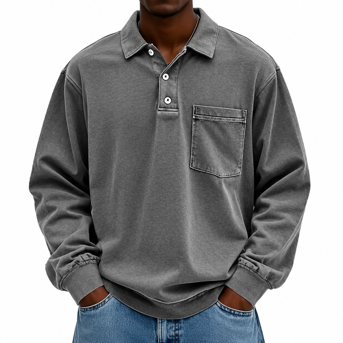 Jasper™ Poloshirt mit langen Ärmeln und Brusttasche