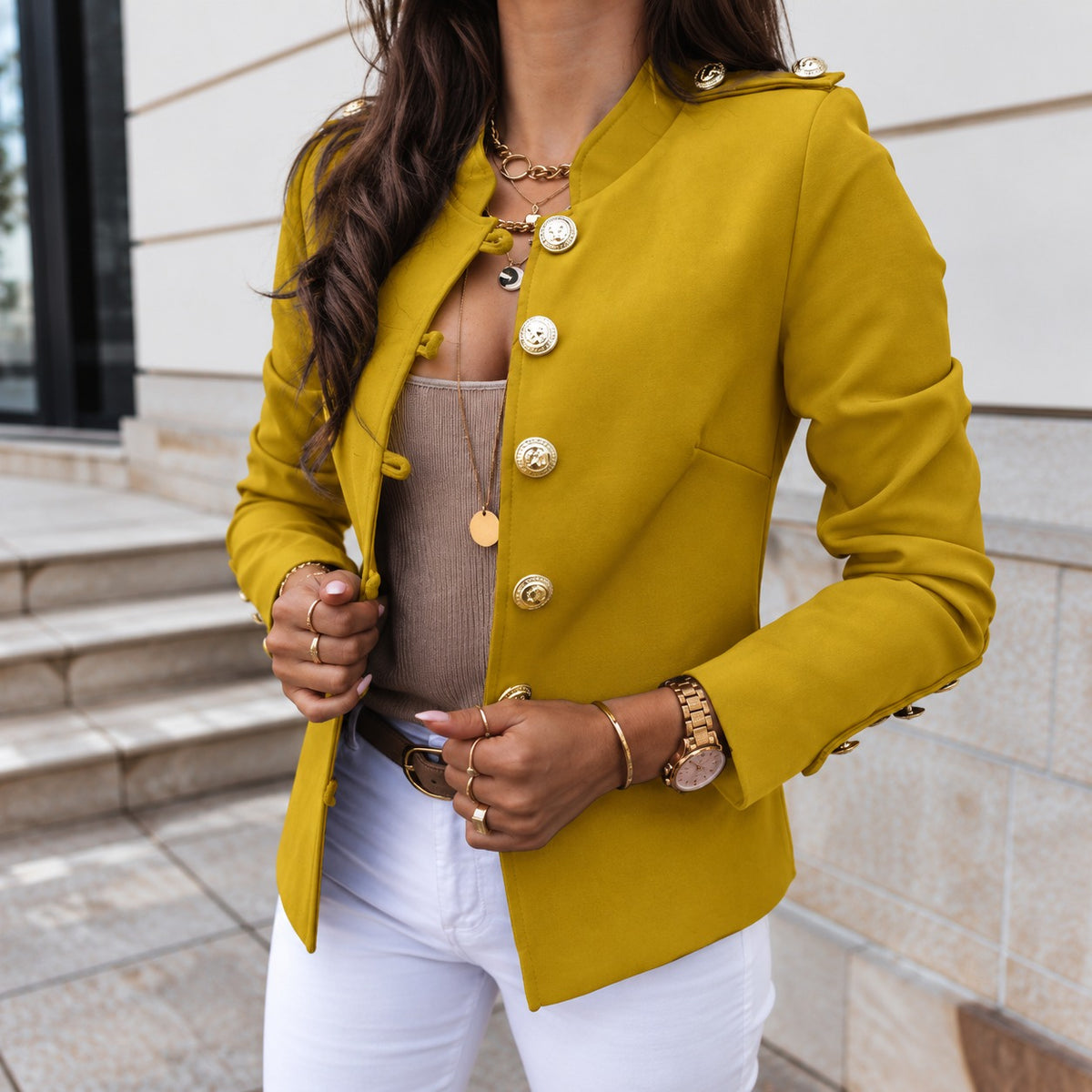 Jacke Pavia™ mit strukturiertem Kragen, Knopfverschluss und Schulterdetails