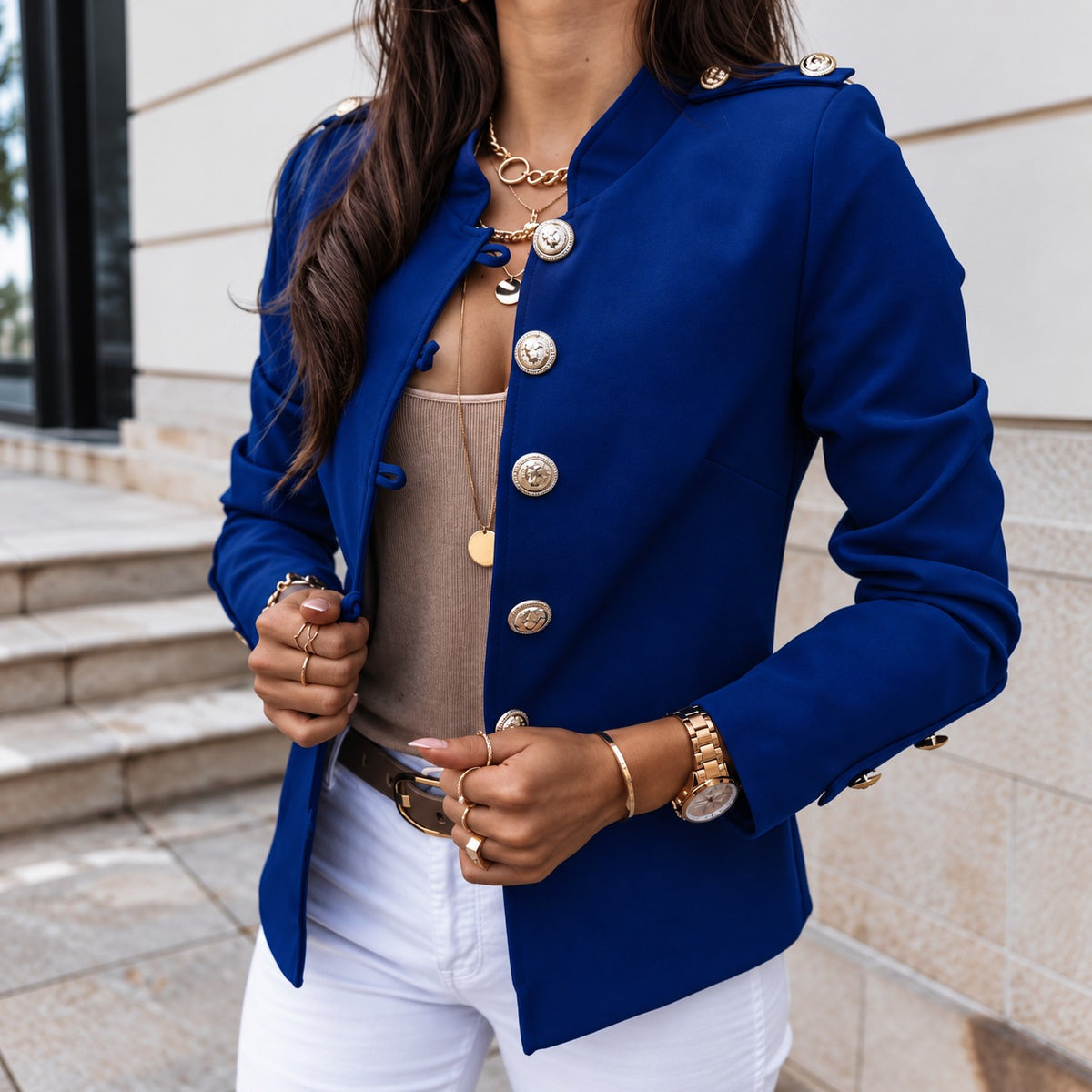 Jacke Pavia™ mit strukturiertem Kragen, Knopfverschluss und Schulterdetails