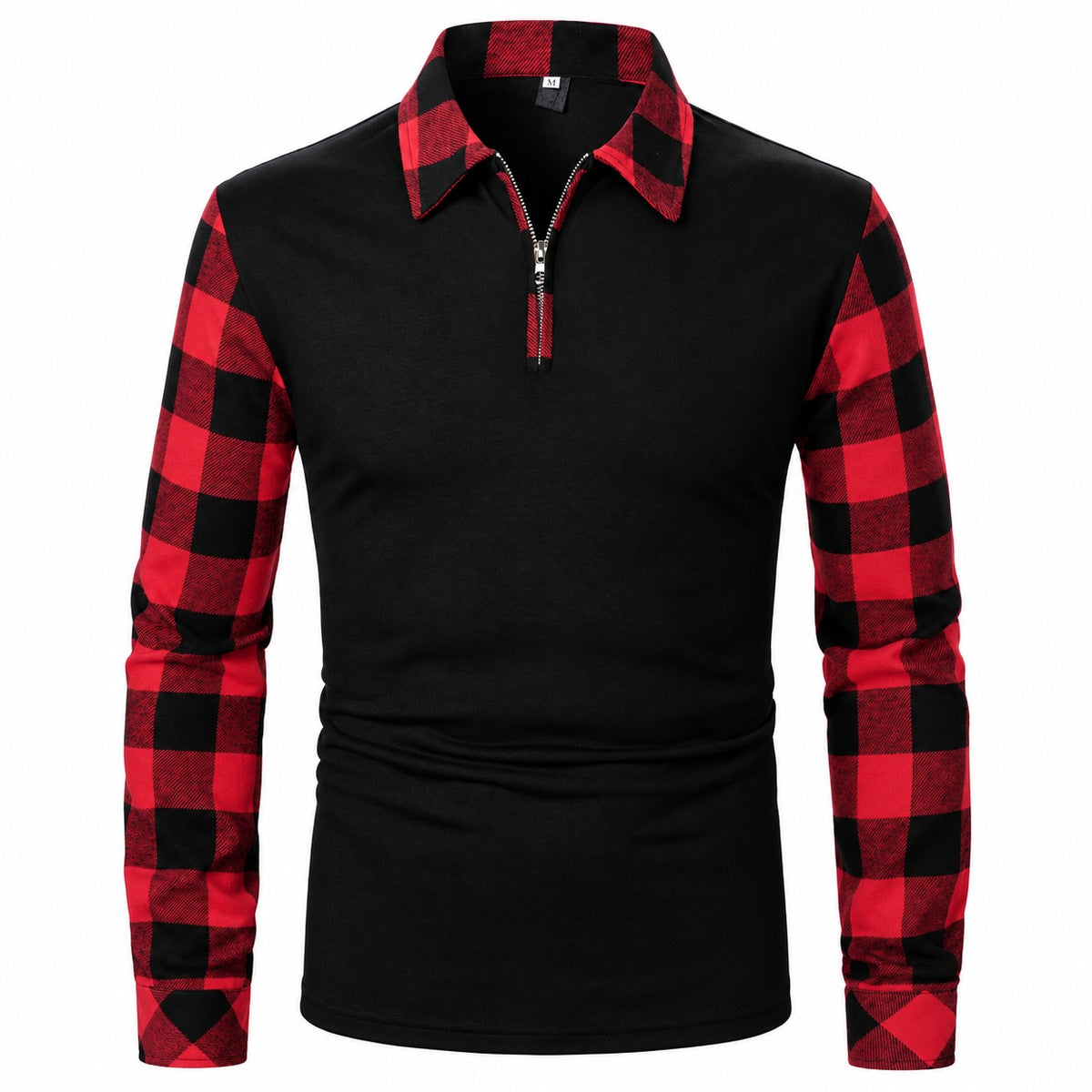 Poloshirt Carsten™ mit langen Ärmeln und kontrastierenden Karodetails