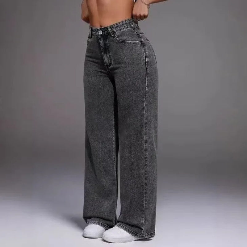 Jeans Finja™ mit hoher Taille, geradem Schnitt und weitem Bein