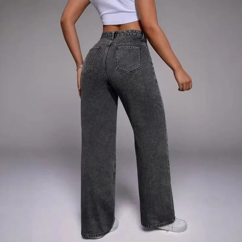 Jeans Finja™ mit hoher Taille, geradem Schnitt und weitem Bein