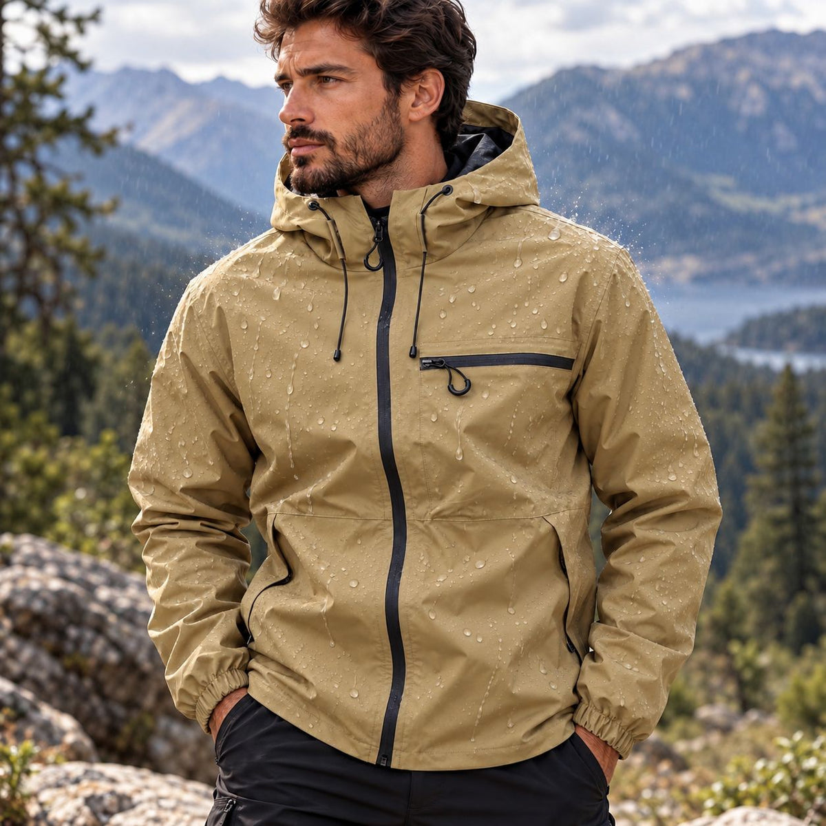 Wasserdichte Jacke Aldric™ mit Verstellbarer Kapuze und Windschutz