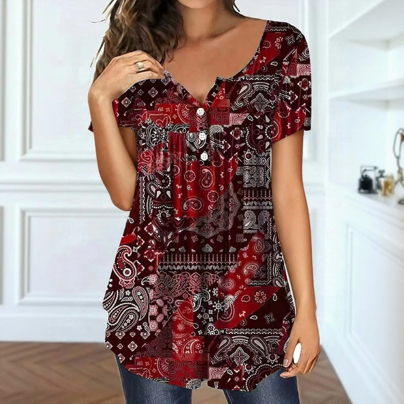 Bluse Ismera™ mit Paisleymuster, Ornamentalen Details und Lockerem Schnitt