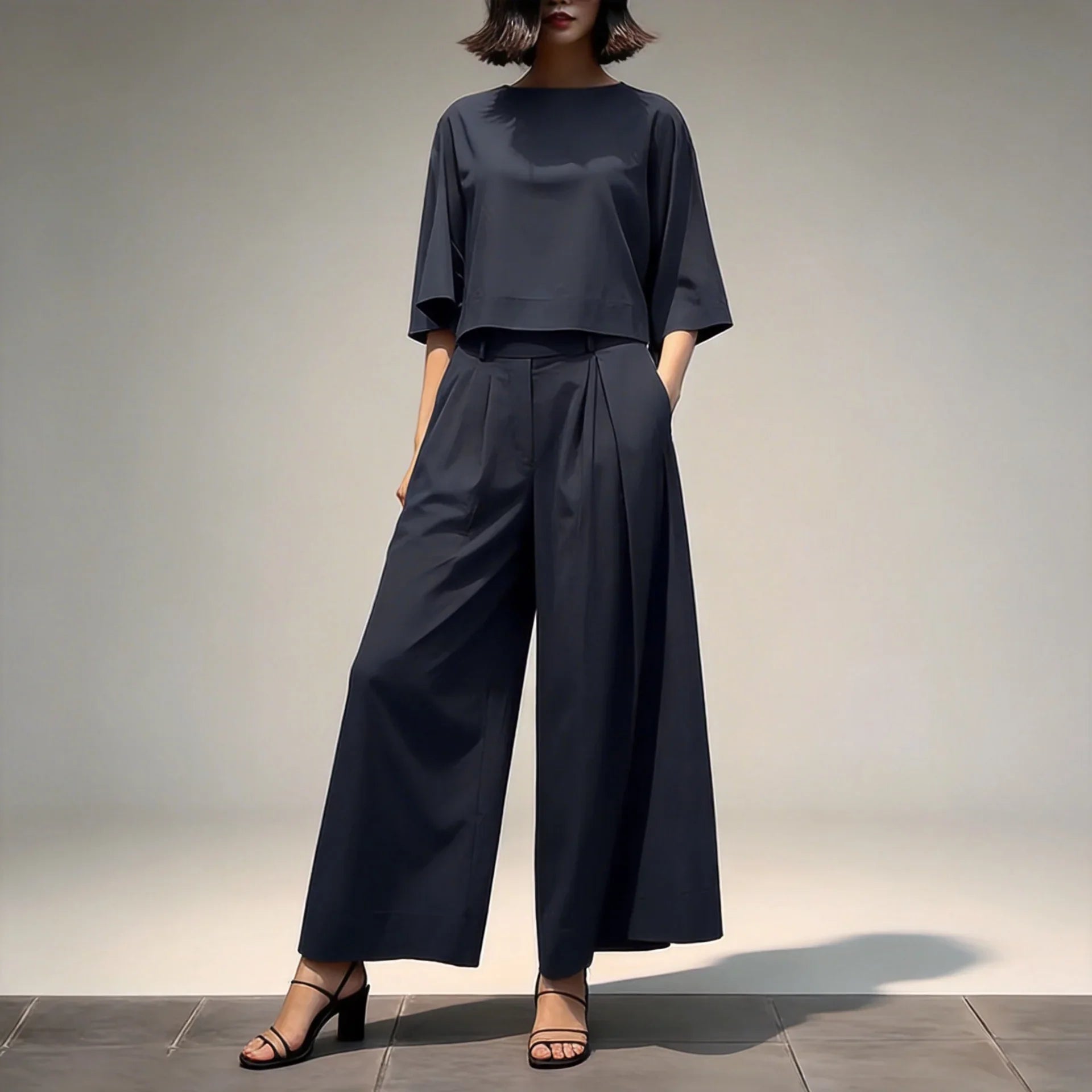 Sofia™ Set mit Lockerer Cropped-Bluse und High-Waist Culotte