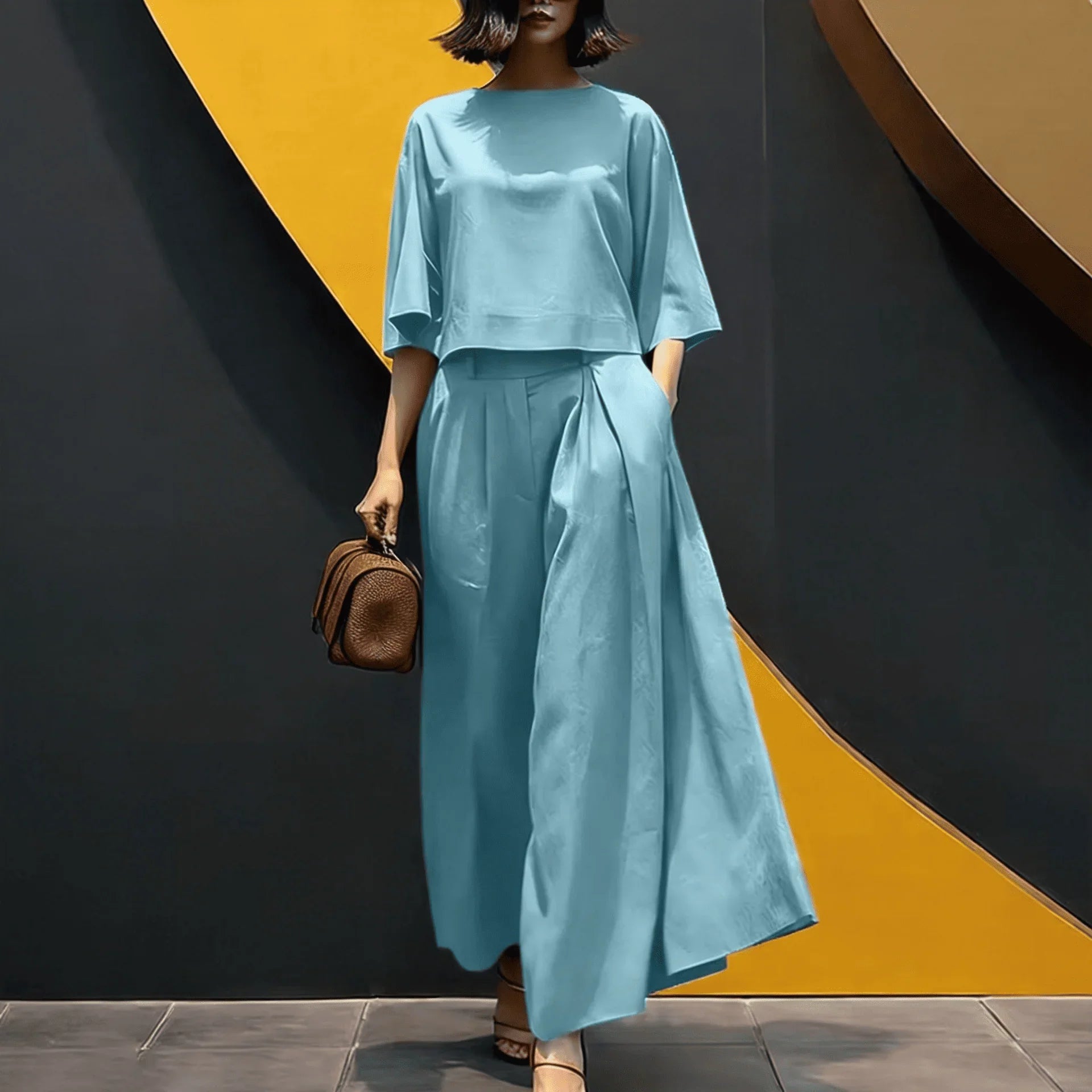 Sofia™ Set mit Lockerer Cropped-Bluse und High-Waist Culotte