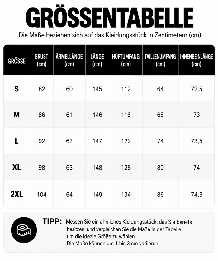 Größentabelle