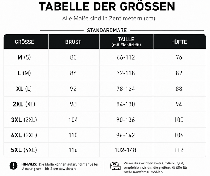 Größentabelle