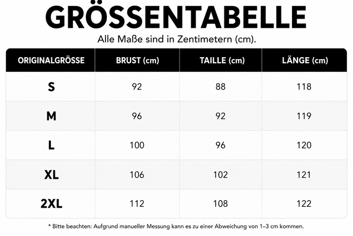 Größentabelle