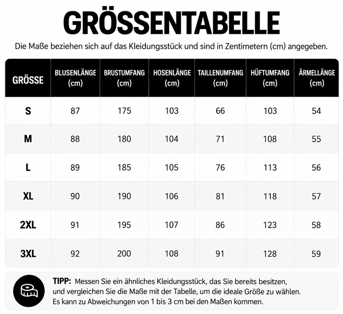 Größentabelle