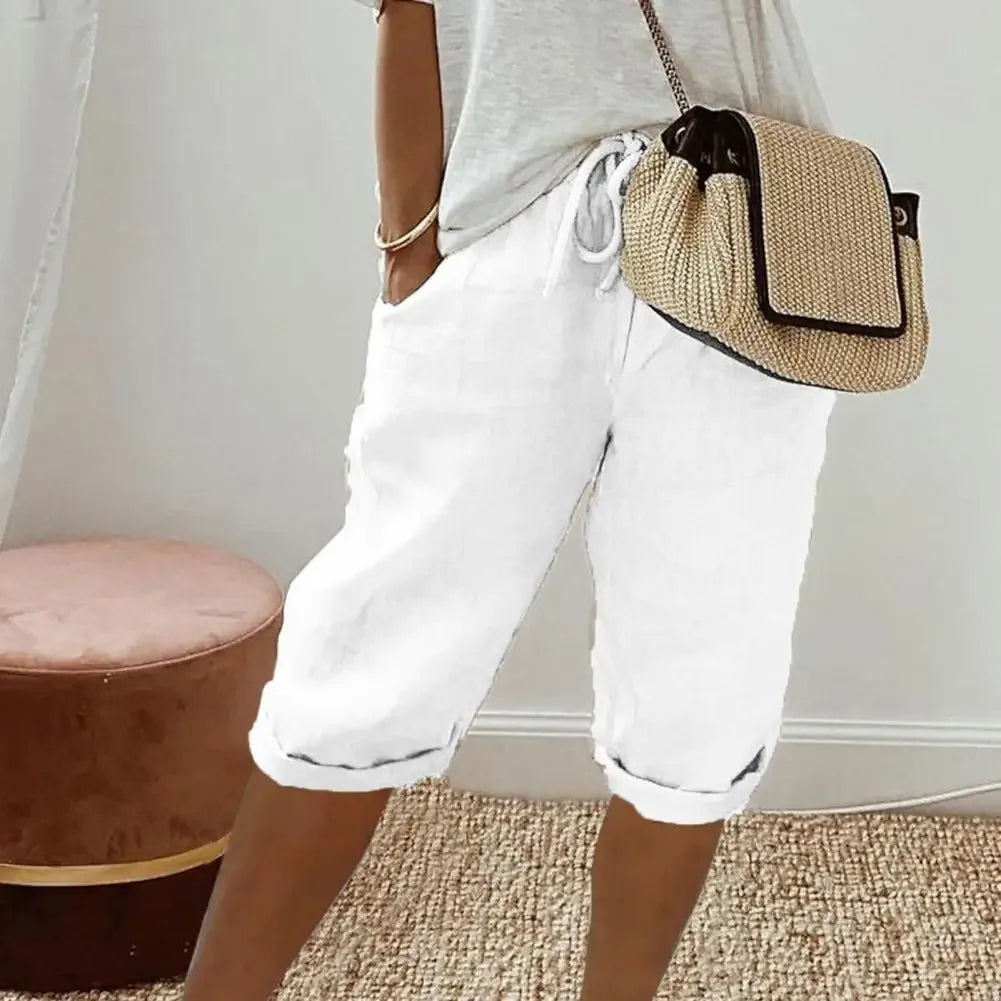 Levana™ Baumwoll-Leinen Shorts mit Verstellbarem Bund