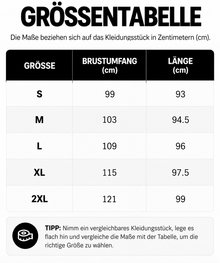 Größentabelle