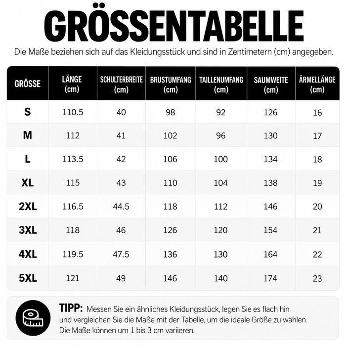 Größentabelle