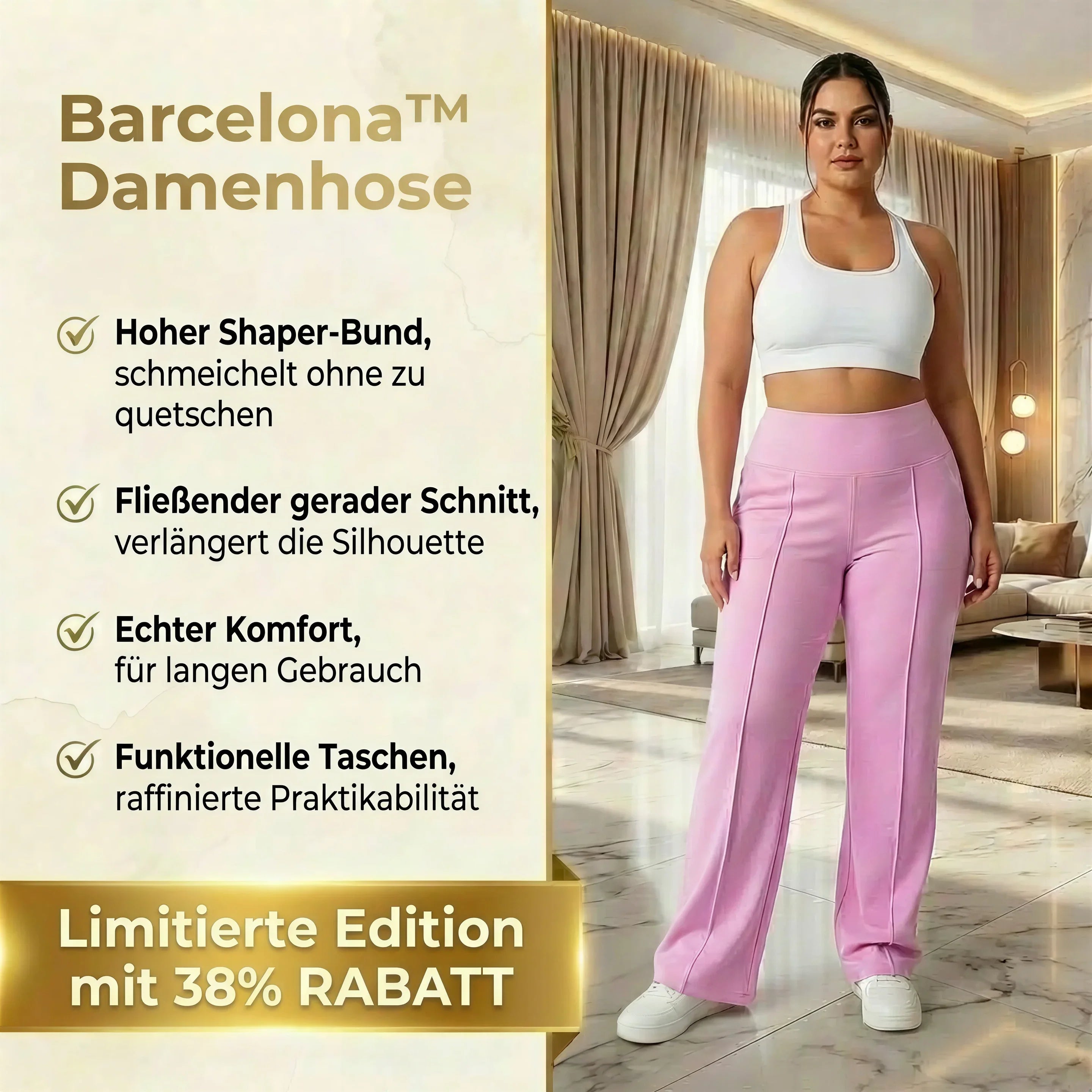 Barcelona™ Damenhose mit hohem, formendem Bund und geradem, lockerem und komfortablem Schnitt