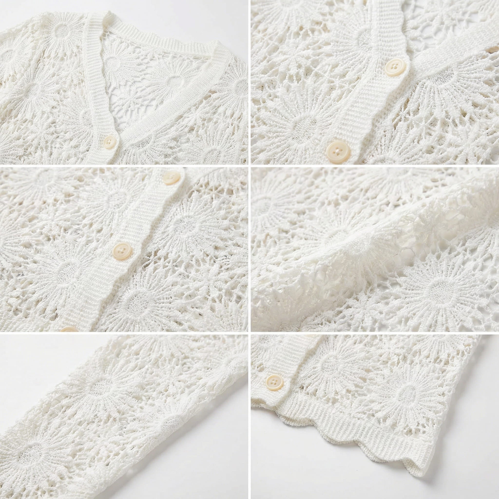 Charlotte™ Strickjacke aus floralem Häkelmuster mit veredeltem, handwerklichem Finish
