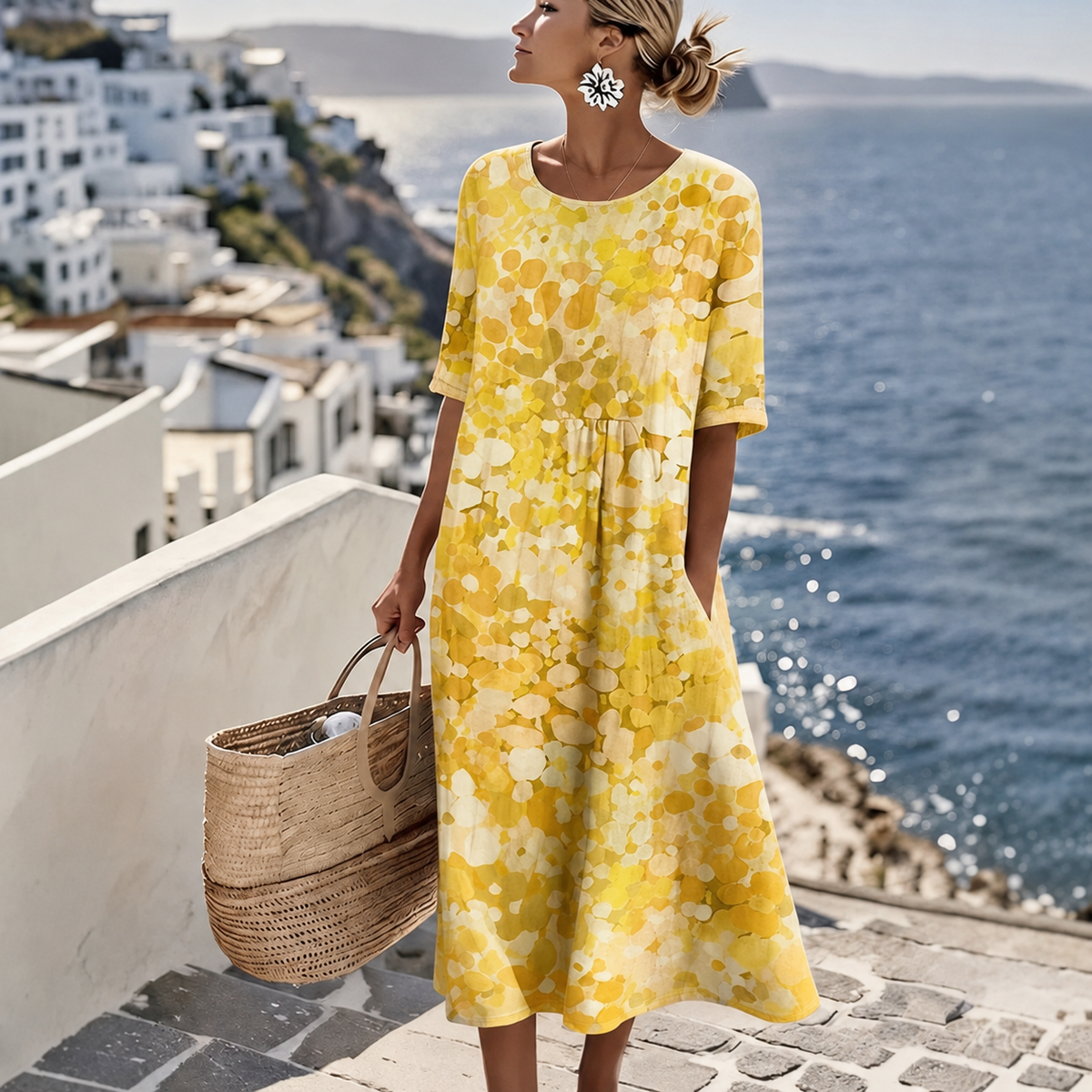 Kleid Florenne™ mit abstraktem Blumenmuster und weiter Passform