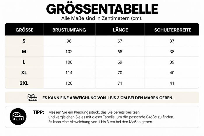 Größentabelle