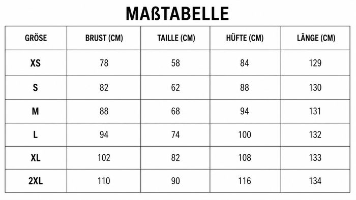 Größentabelle