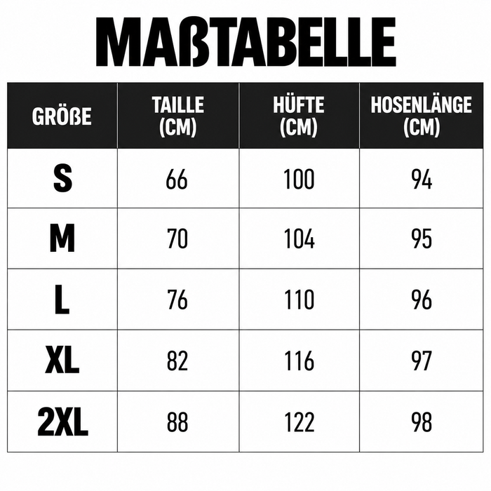 Größentabelle