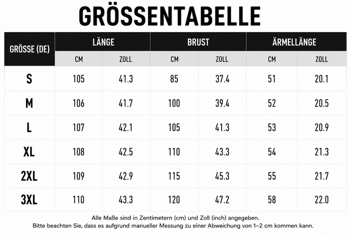 Größentabelle