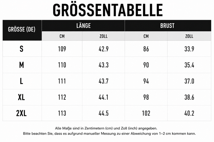 Größentabelle