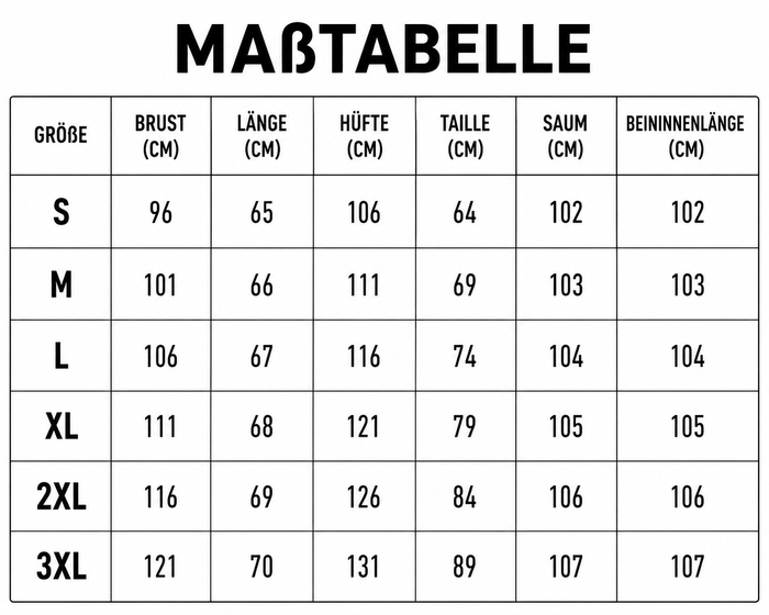 Größentabelle