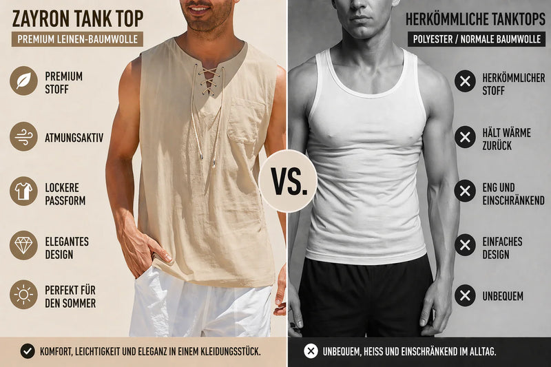 Zayron™ Tanktop aus Leinen-Baumwolle mit Modernem Schnitt und Lässigem Stil - Vergleichsbild